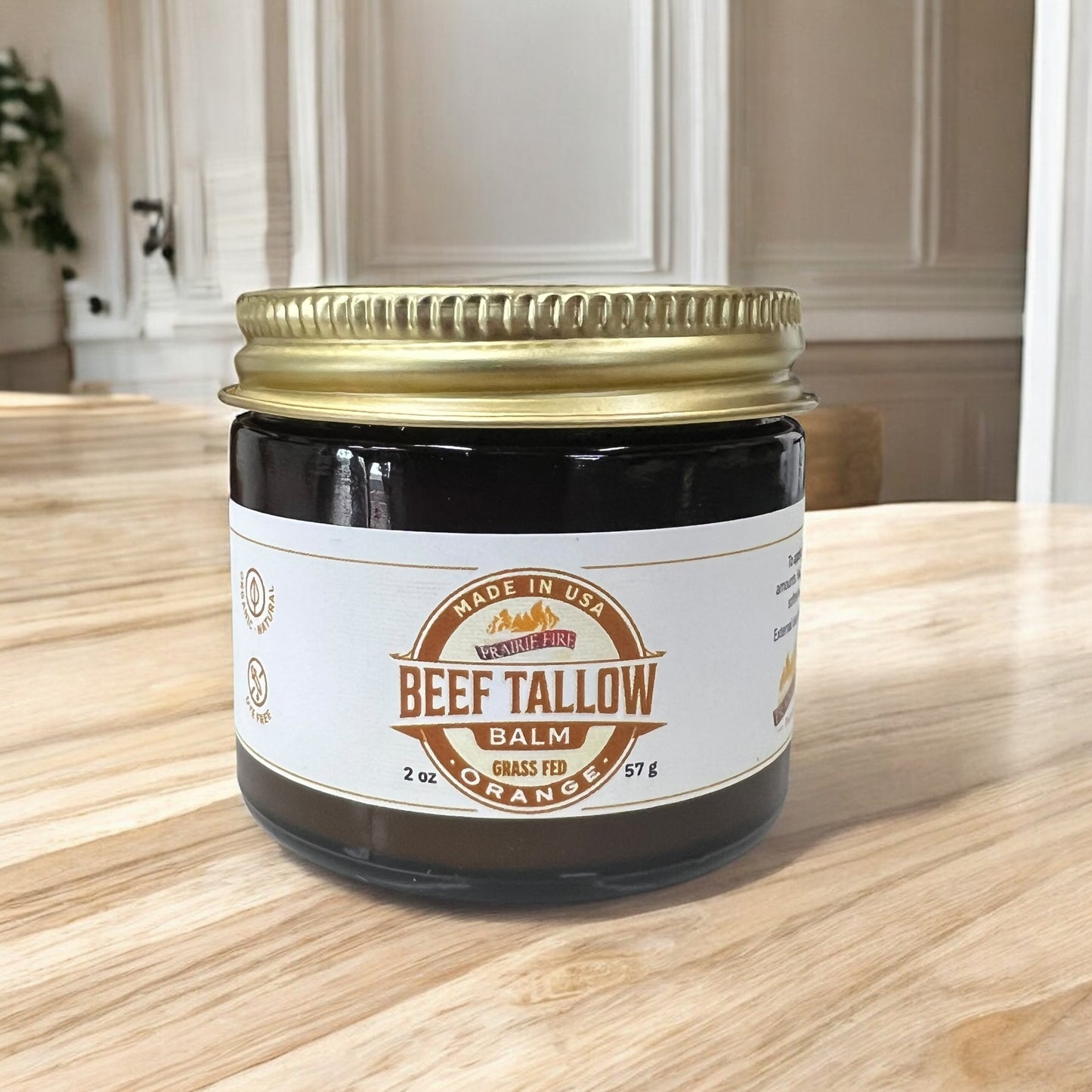 Beef Tallow Balm - 2 oz - Organic Grass Fed - Body Butter - Prairie Fire Kansas Native Pasture