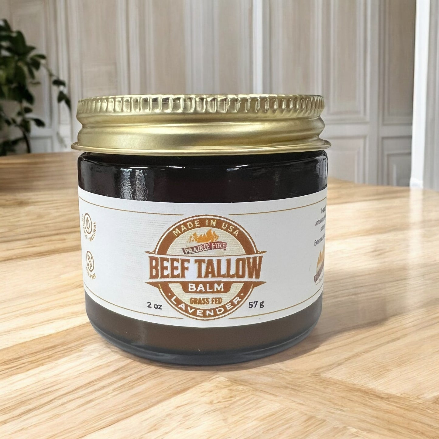 Beef Tallow Balm - 2 oz - Organic Grass Fed - Body Butter - Prairie Fire Kansas Native Pasture