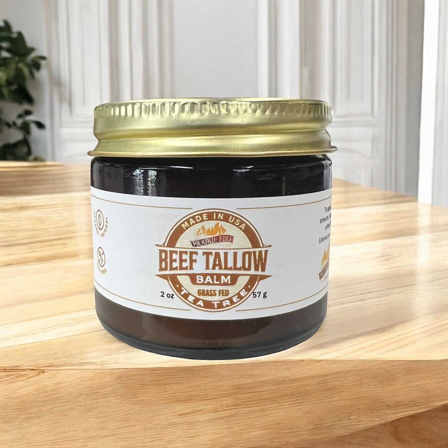 Beef Tallow Balm - 2 oz - Organic Grass Fed - Body Butter - Prairie Fire Kansas Native Pasture