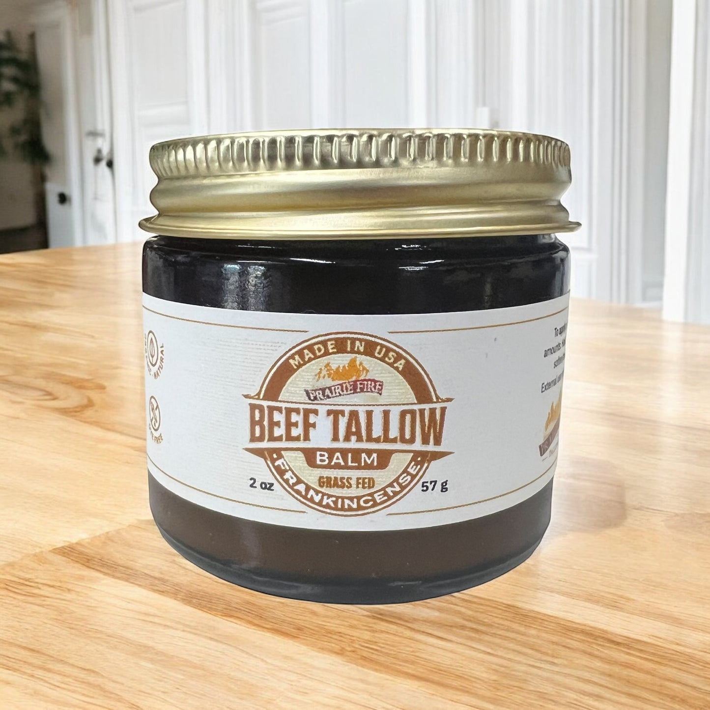 Beef Tallow Balm - 2 oz - Organic Grass Fed - Body Butter - Prairie Fire Kansas Native Pasture