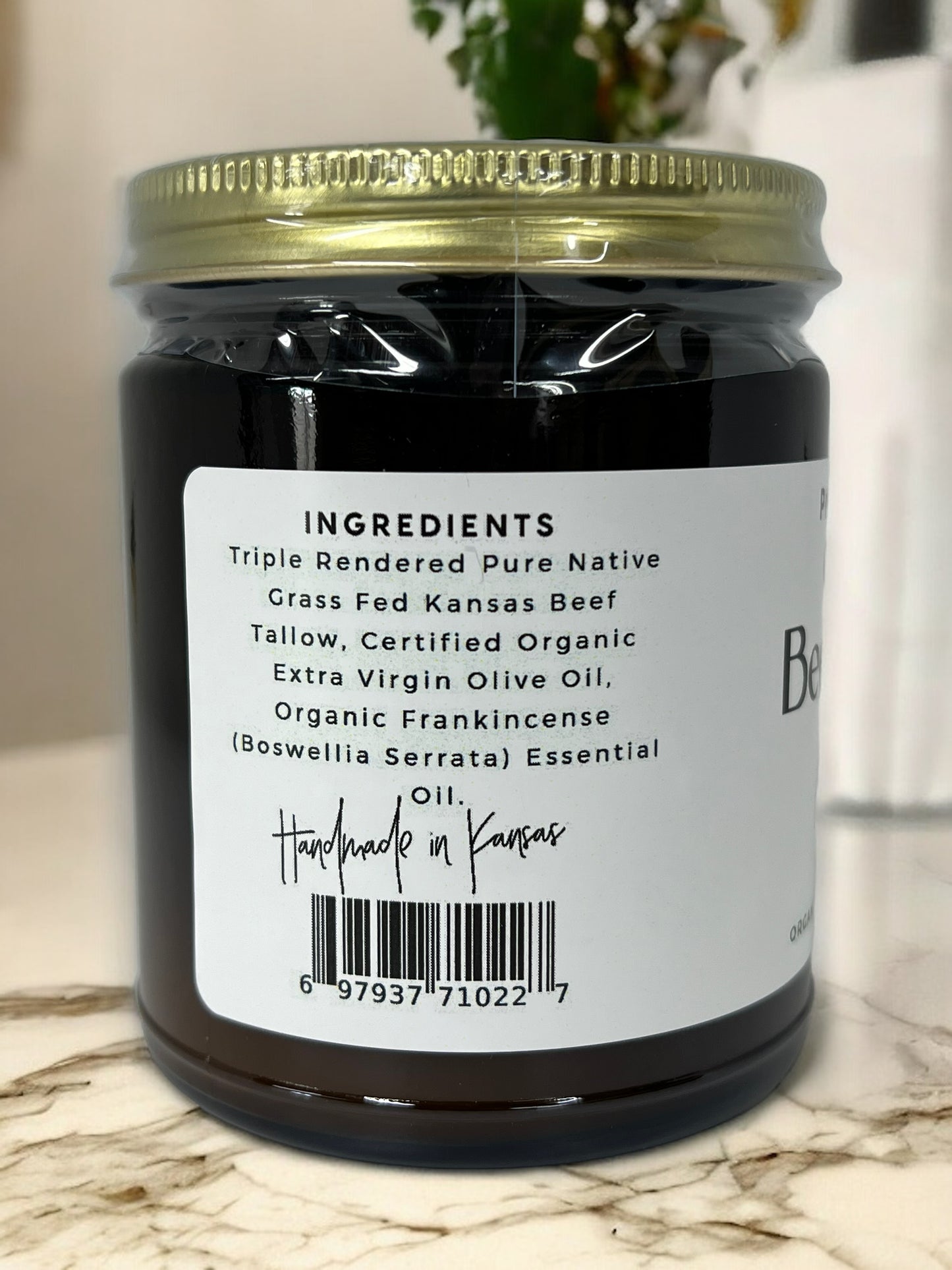 Beef Tallow Balm - 2 oz - Organic Grass Fed - Body Butter - Prairie Fire Kansas Native Pasture