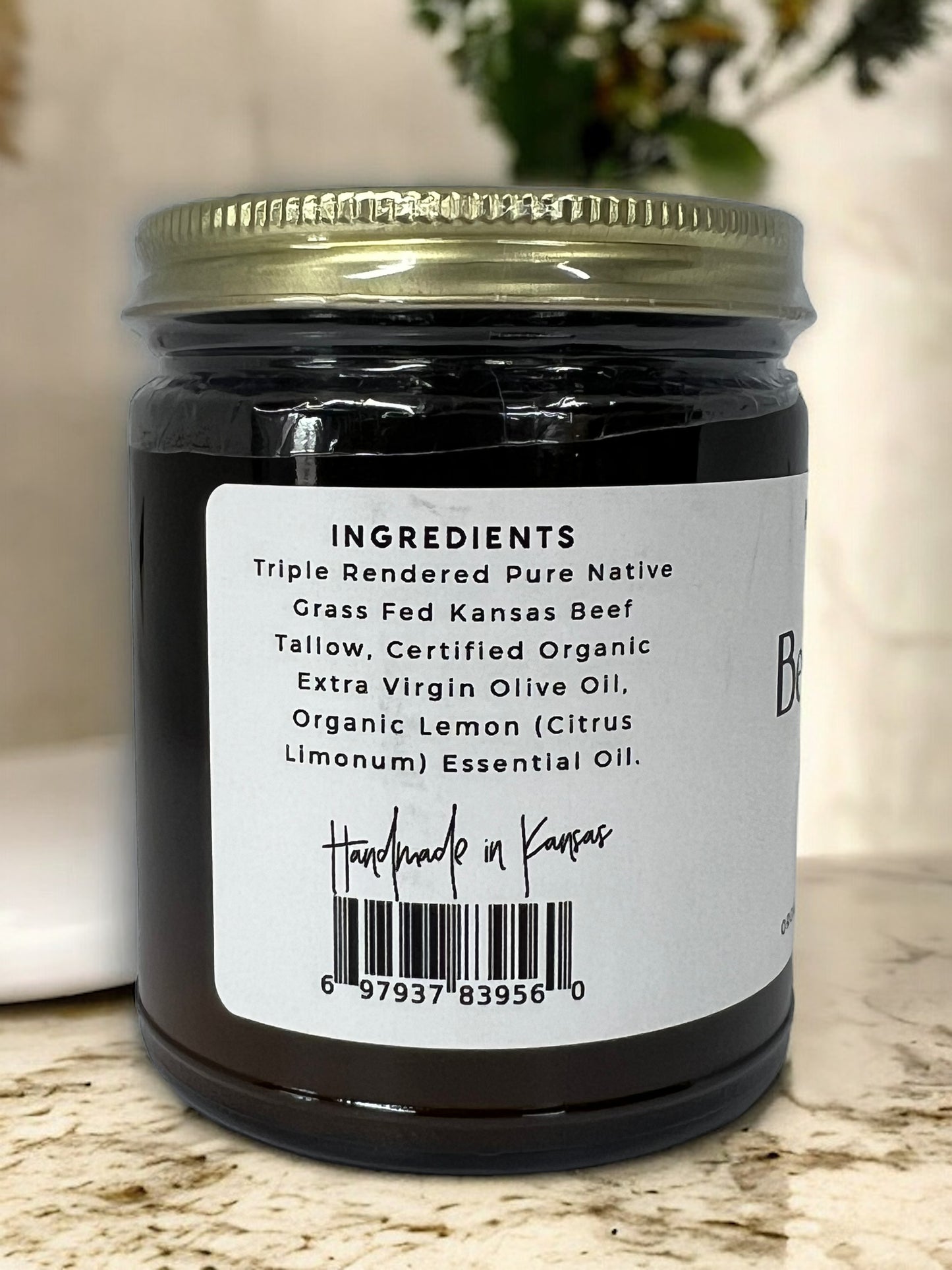 Beef Tallow Balm - 2 oz - Organic Grass Fed - Body Butter - Prairie Fire Kansas Native Pasture
