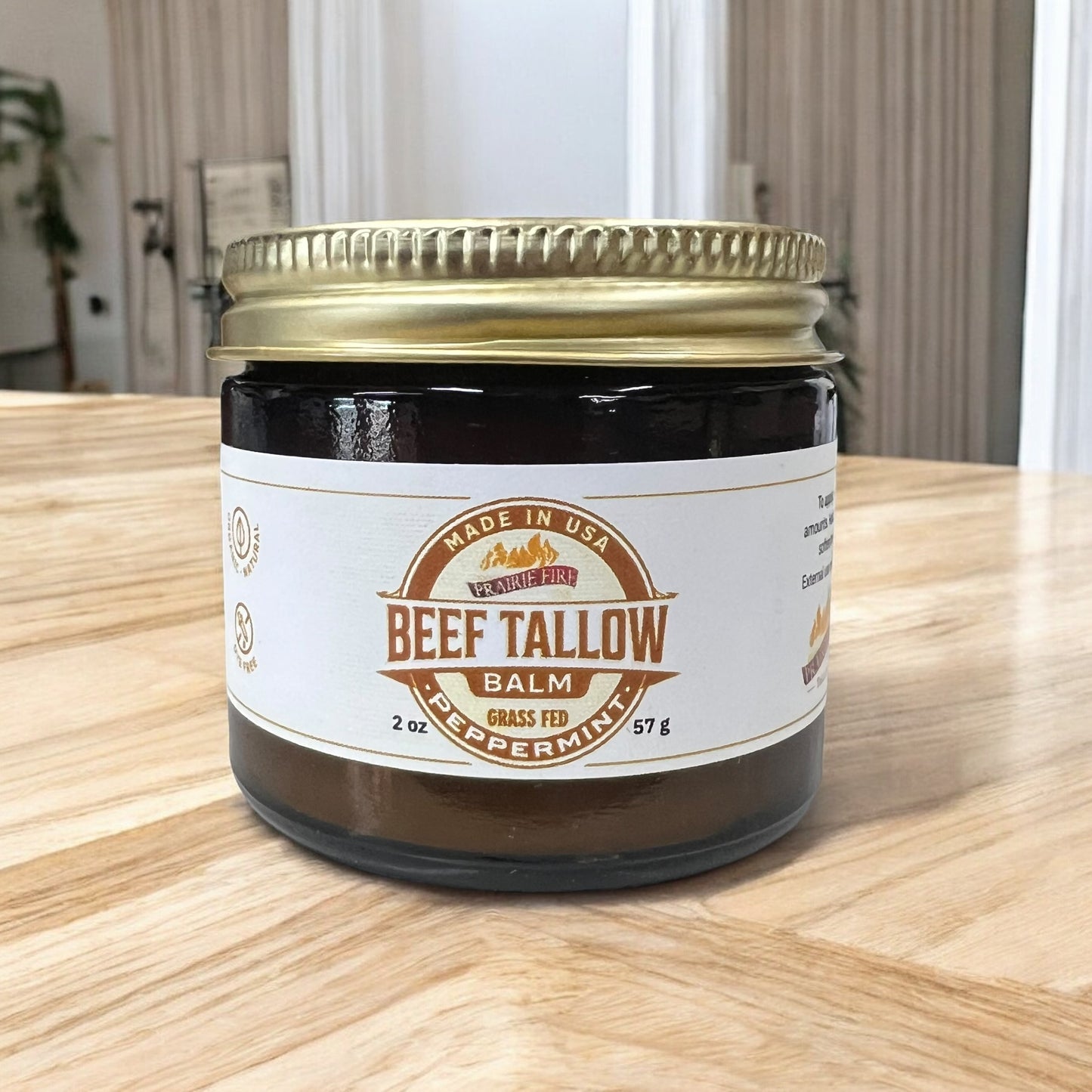Beef Tallow Balm - 2 oz - Organic Grass Fed - Body Butter - Prairie Fire Kansas Native Pasture