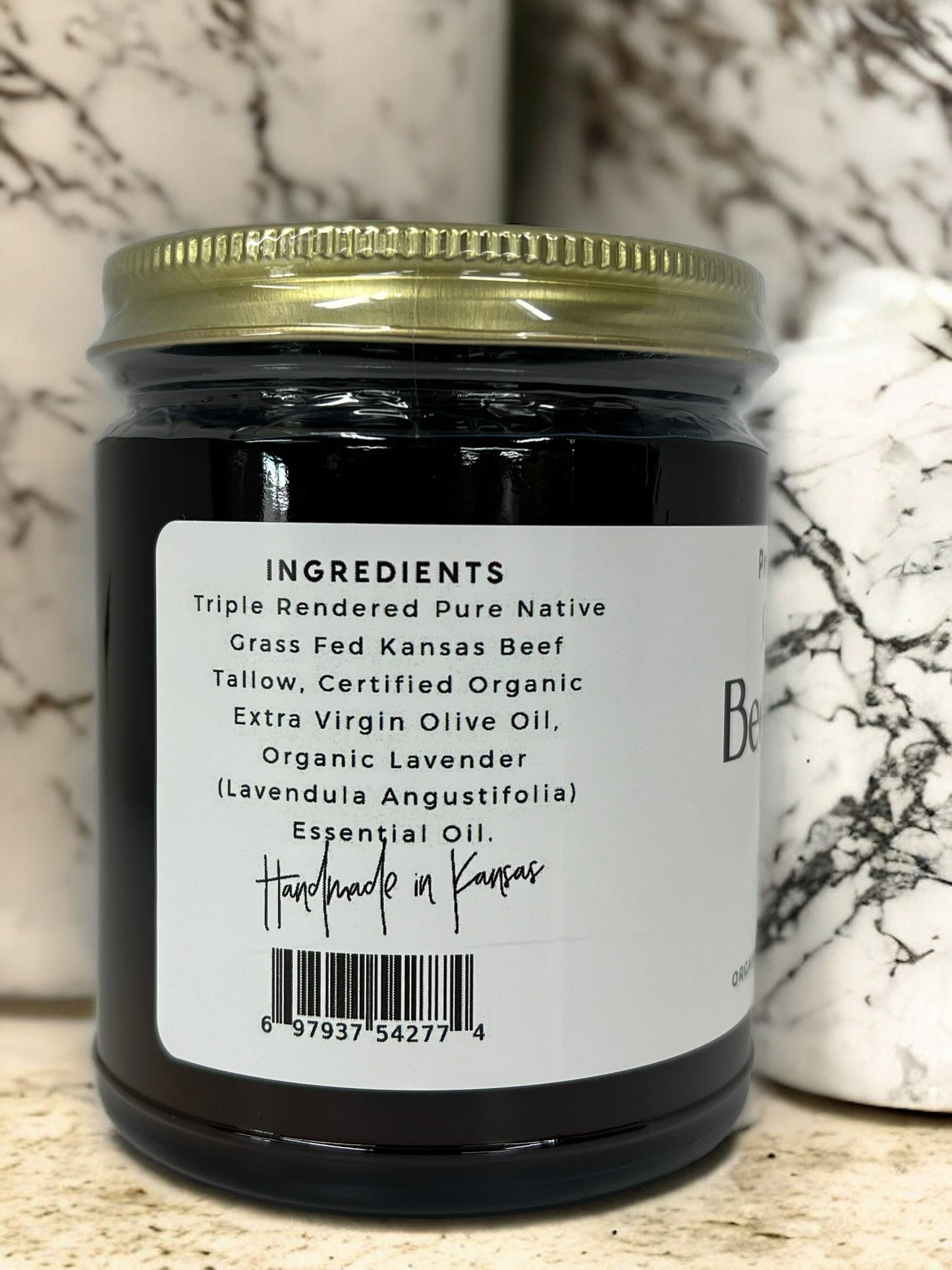 Beef Tallow Balm - 2 oz - Organic Grass Fed - Body Butter - Prairie Fire Kansas Native Pasture