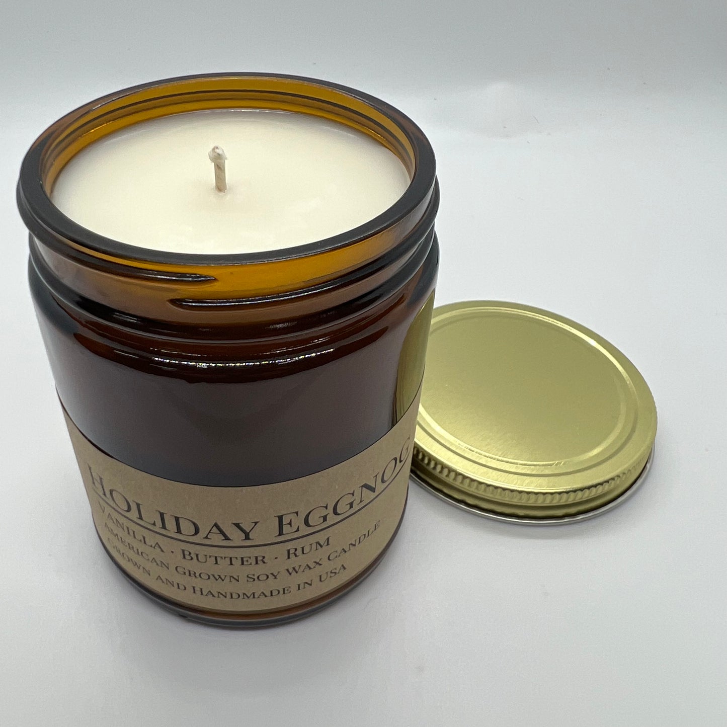 Holiday Eggnog Soy Candle | 9 oz Amber Apothecary Jar