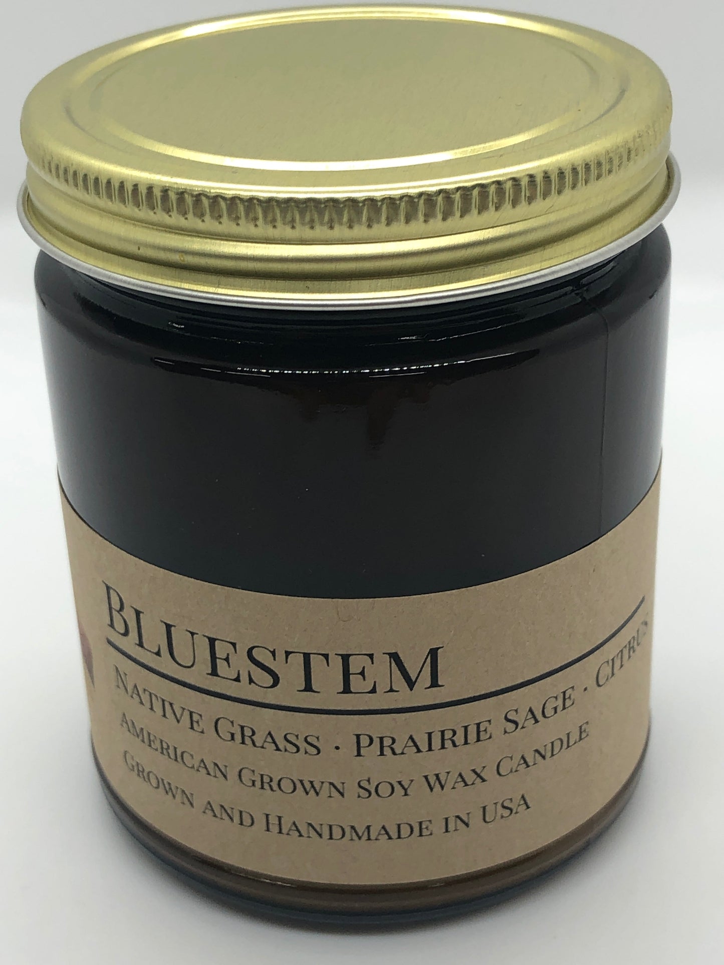 Bluestem Soy Candle | 9 oz Amber Apothecary Jar
