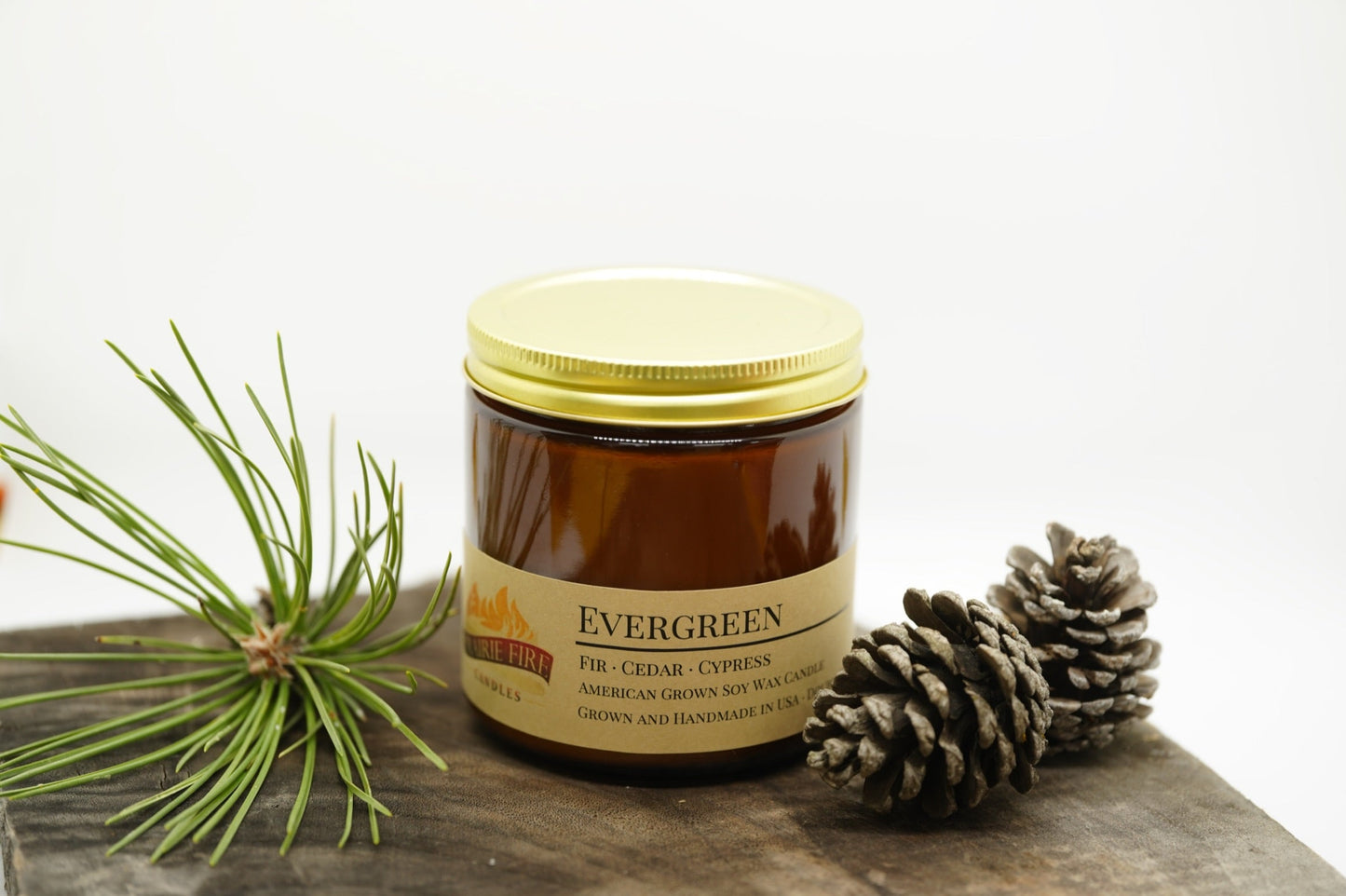 Evergreen Soy Candle | 16 oz Double Wick Amber Apothecary Jar