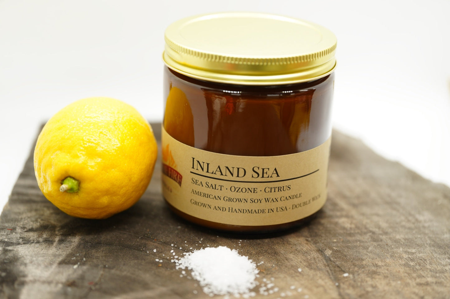 Inland Sea Soy Candle | 16 oz Double Wick Amber Apothecary Jar