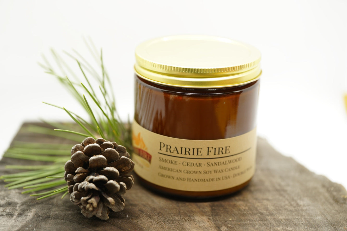 Prairie Fire Soy Candle | 16 oz Double Wick Amber Apothecary Jar