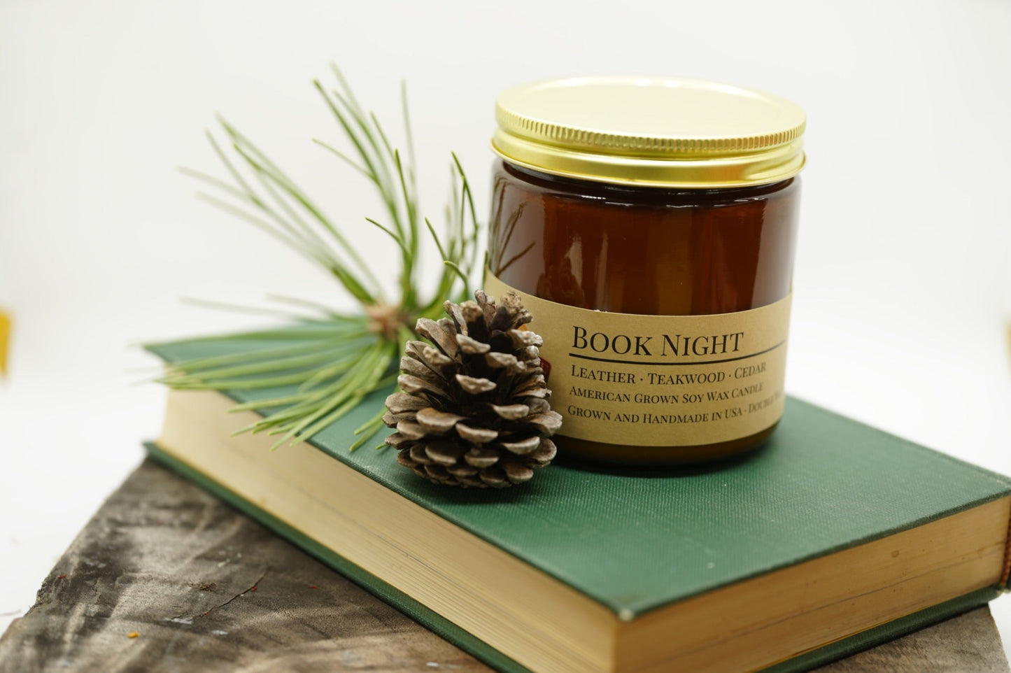 Book Night Soy Candle | 16 oz Double Wick Amber Apothecary Jar