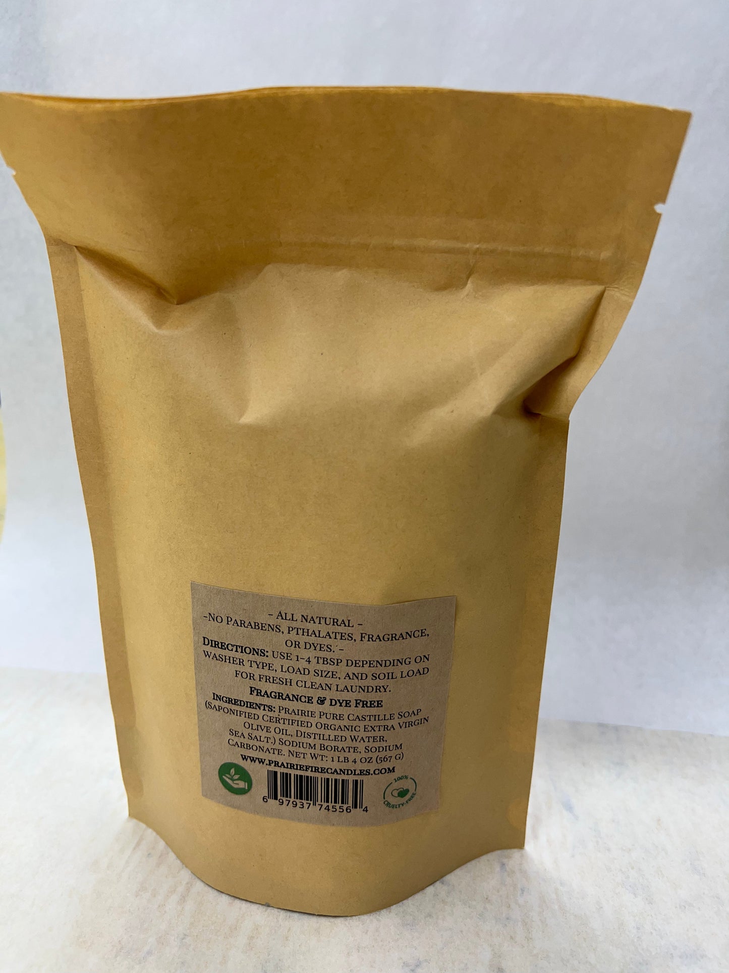 Prairie Pure Castile Organic Olive Oil Laundry Powder - Net Wt: 1 lb 4 oz (567 g) - Fragrance Dye Free Sensitive Skin Soap - Prairie Fire Candles