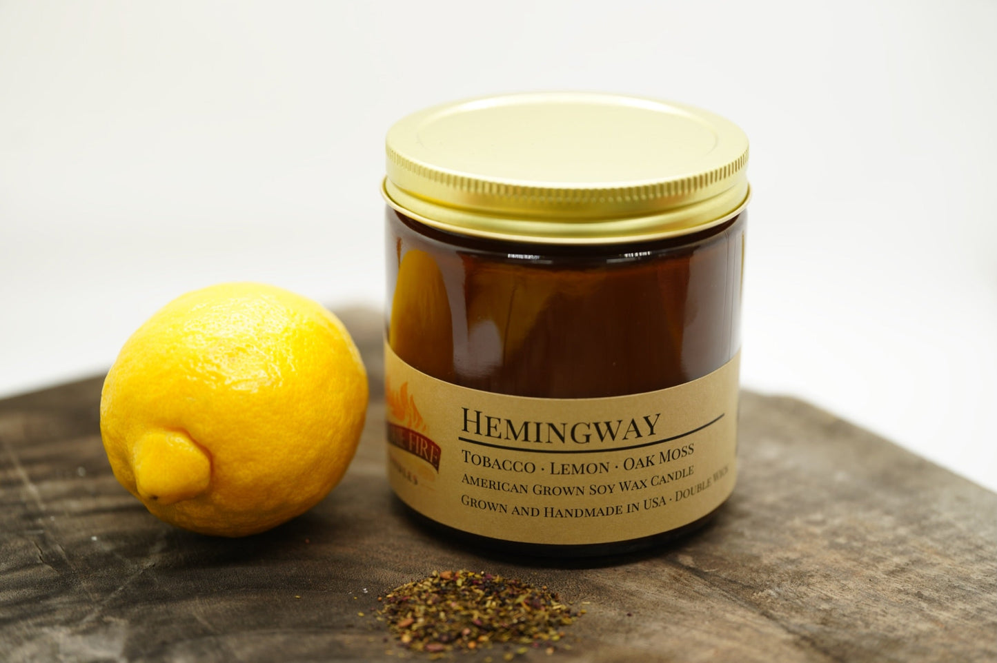 Hemingway Soy Candle | 16 oz Double Wick Amber Apothecary Jar