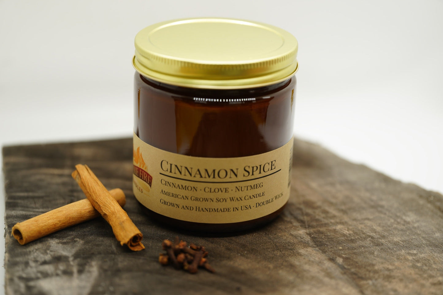 Cinnamon Spice Soy Candle | 16 oz Double Wick Amber Apothecary Jar