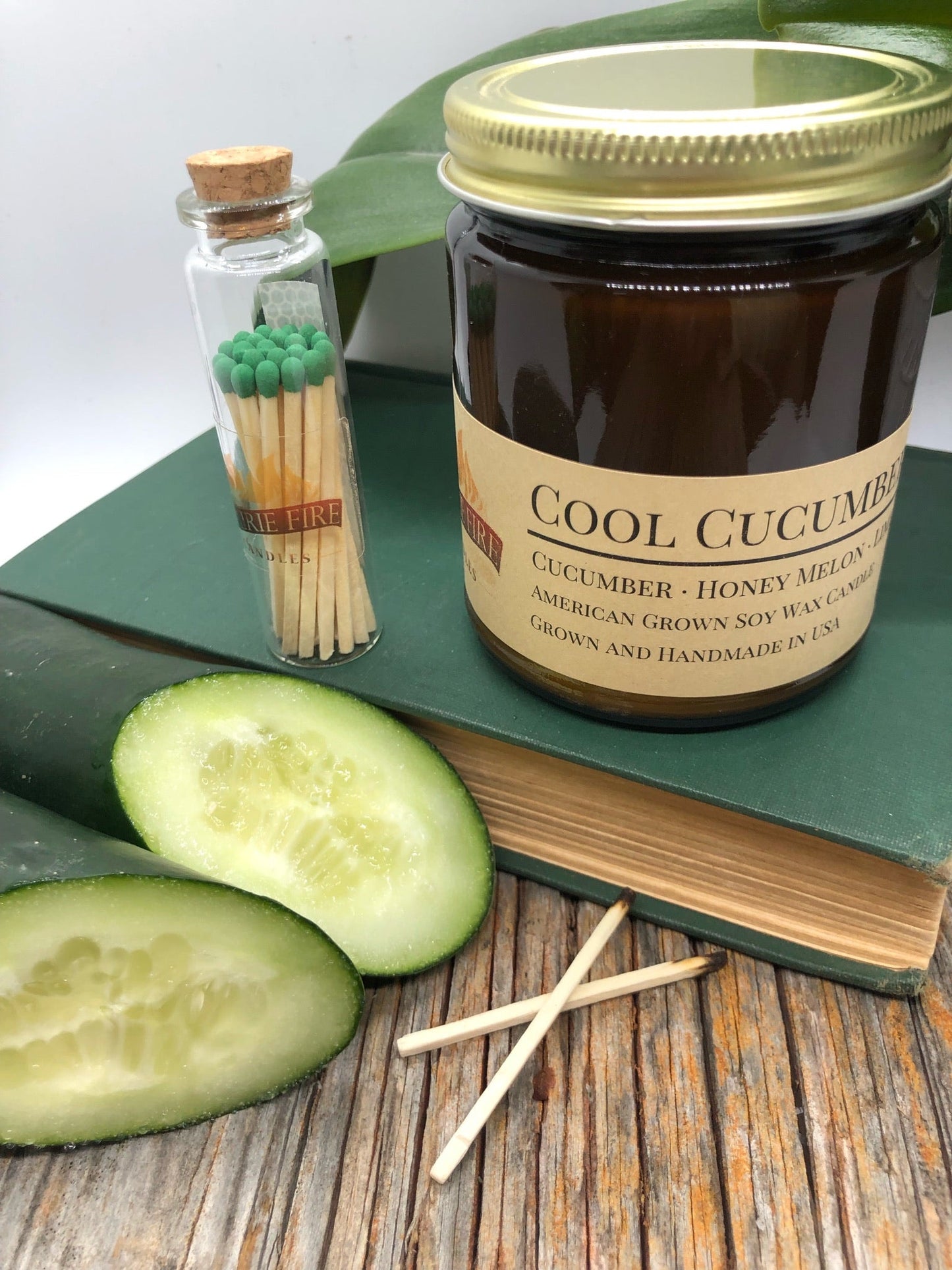 Cool Cucumber Soy Candle | 9 oz Amber Apothecary Jar