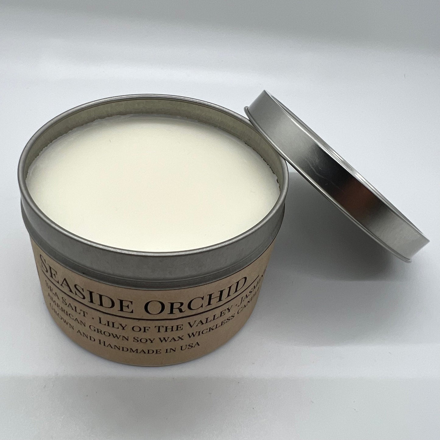 Seaside Orchid Soy Wickless Candle Melt | 8 oz Travel Tin
