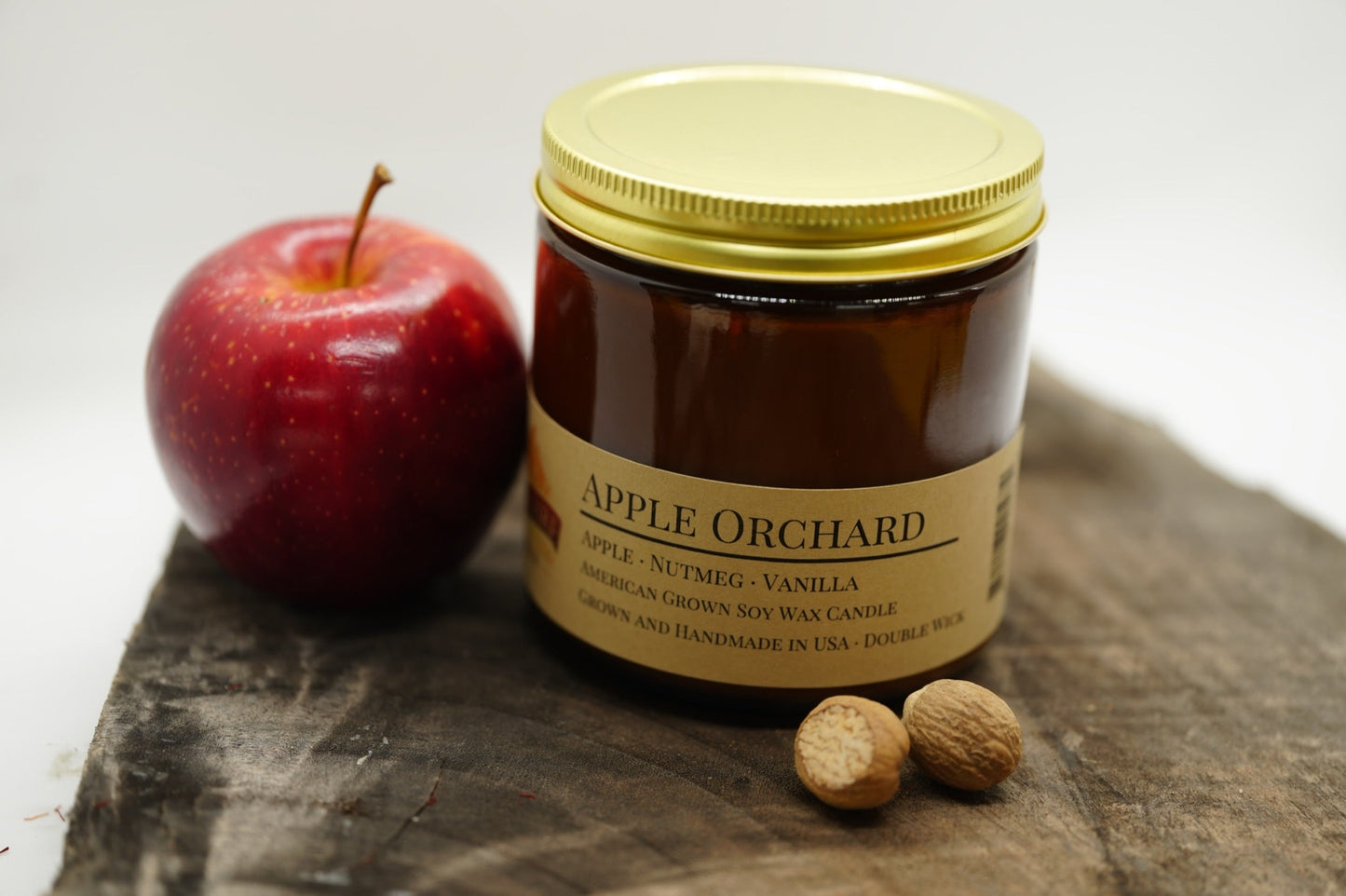 Apple Orchard Soy Candle | 16 oz Double Wick Amber Apothecary Jar