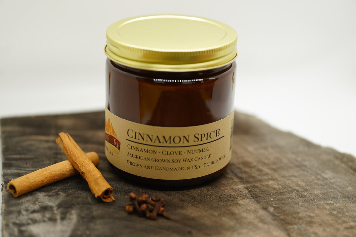 Cinnamon Spice Soy Candle | 16 oz Double Wick Amber Apothecary Jar