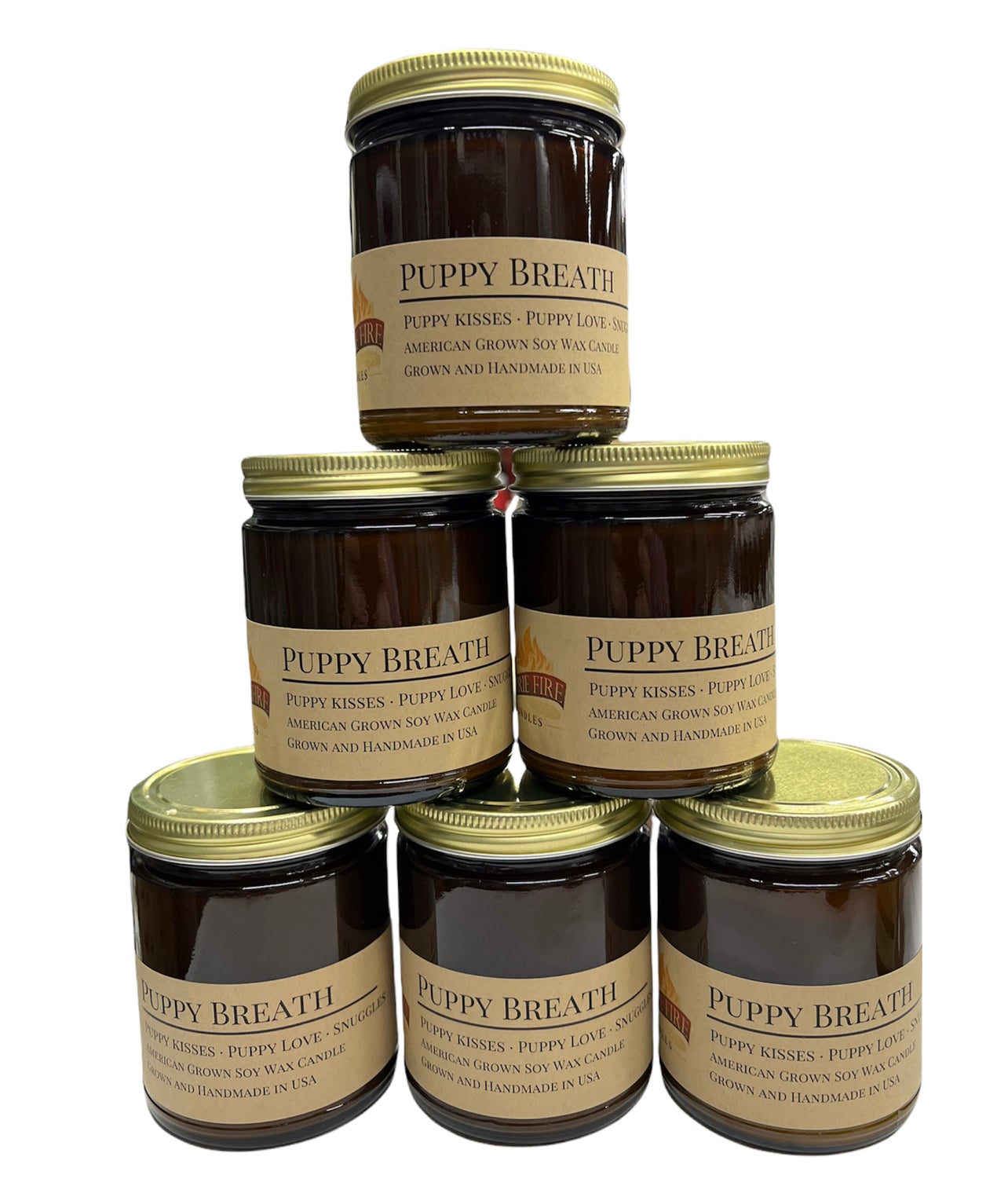 Puppy Breath Soy Candle | 9 oz Amber Apothecary Jar