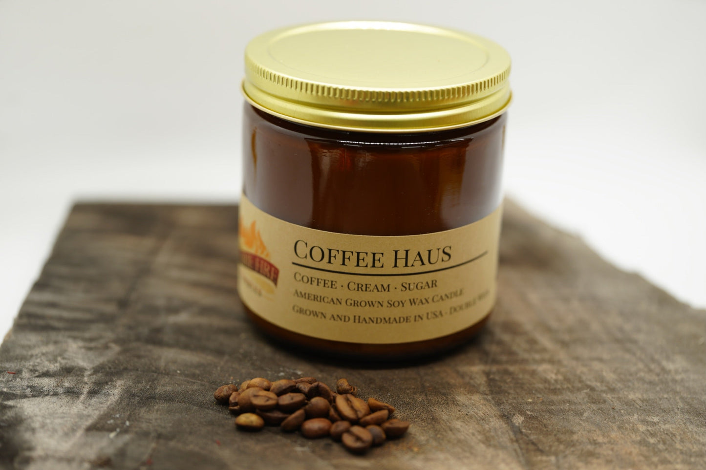 Coffee Haus Soy Candle | 16 oz Double Wick Amber Apothecary Jar