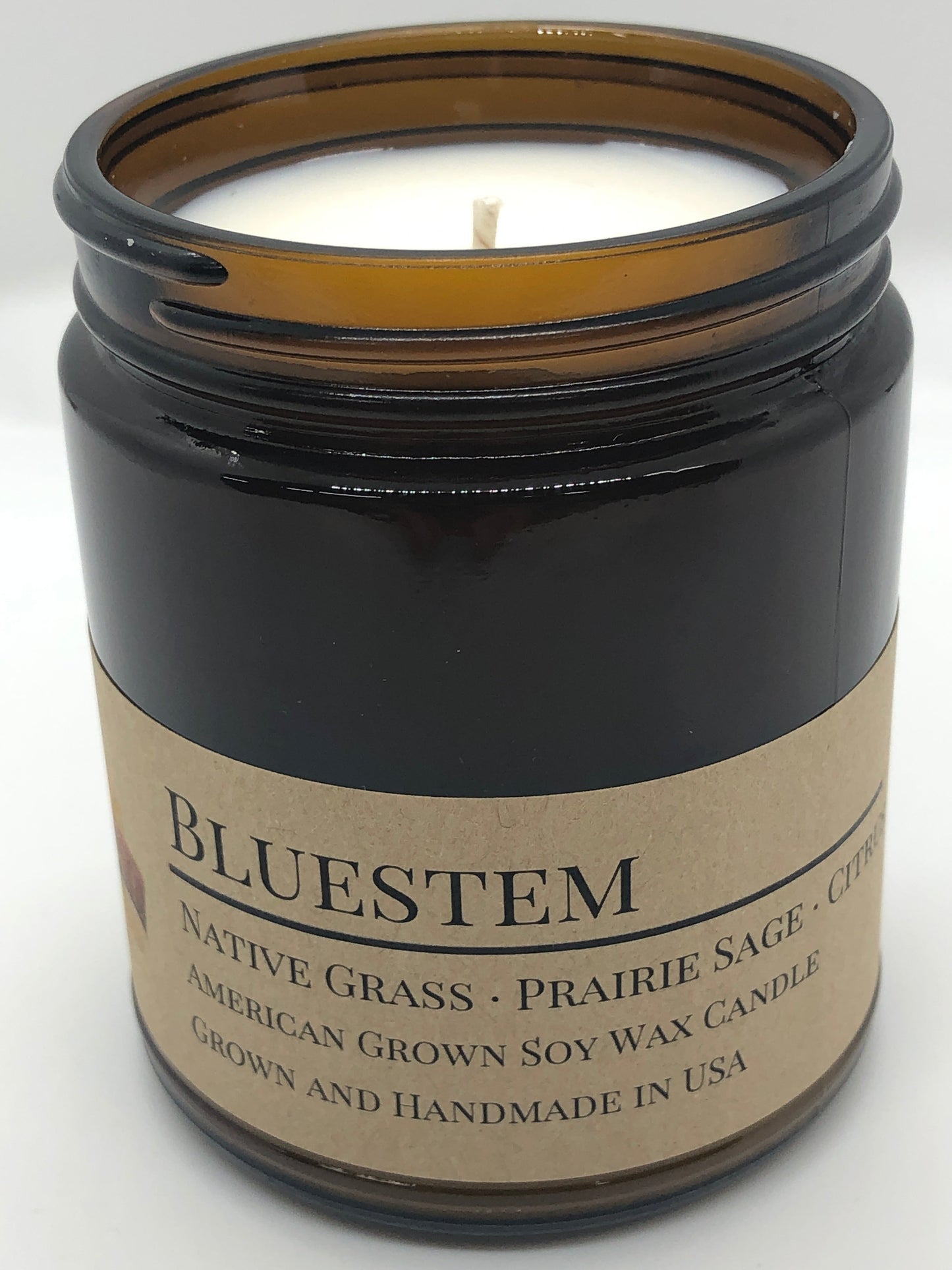 Bluestem Soy Candle | 9 oz Amber Apothecary Jar