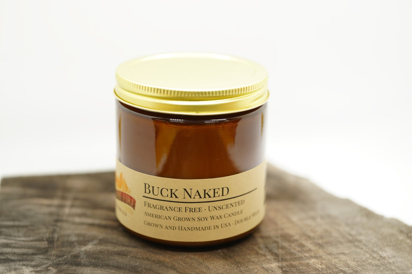 Buck Naked Soy Candle | 16 oz Double Wick Amber Apothecary Jar