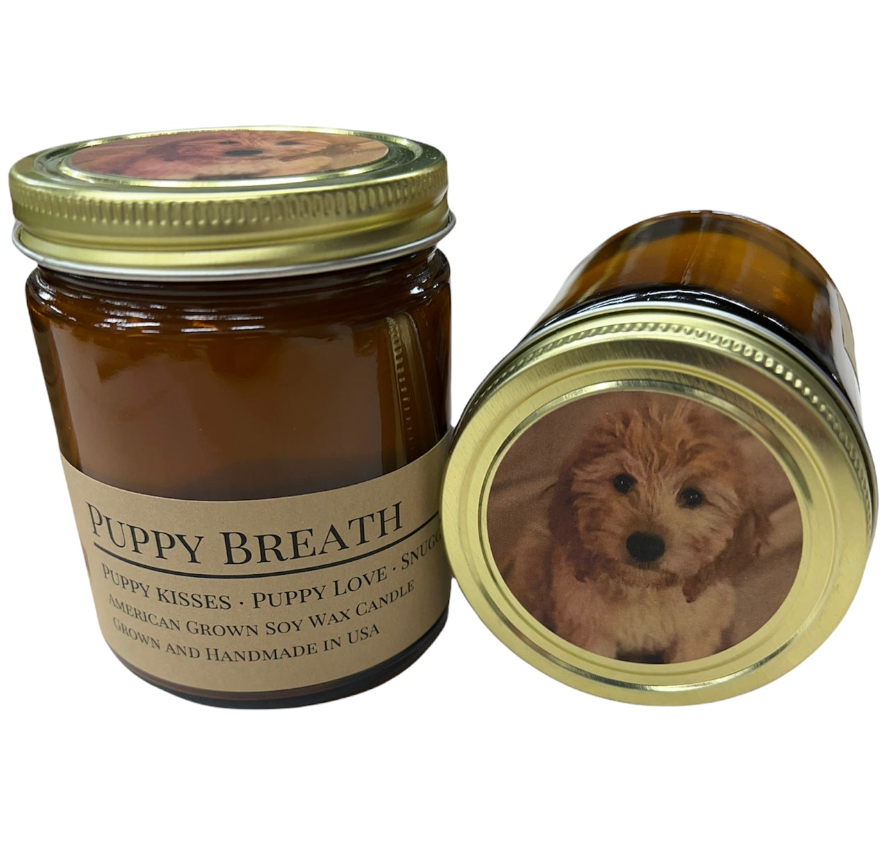 Puppy Breath Soy Candle | 9 oz Amber Apothecary Jar