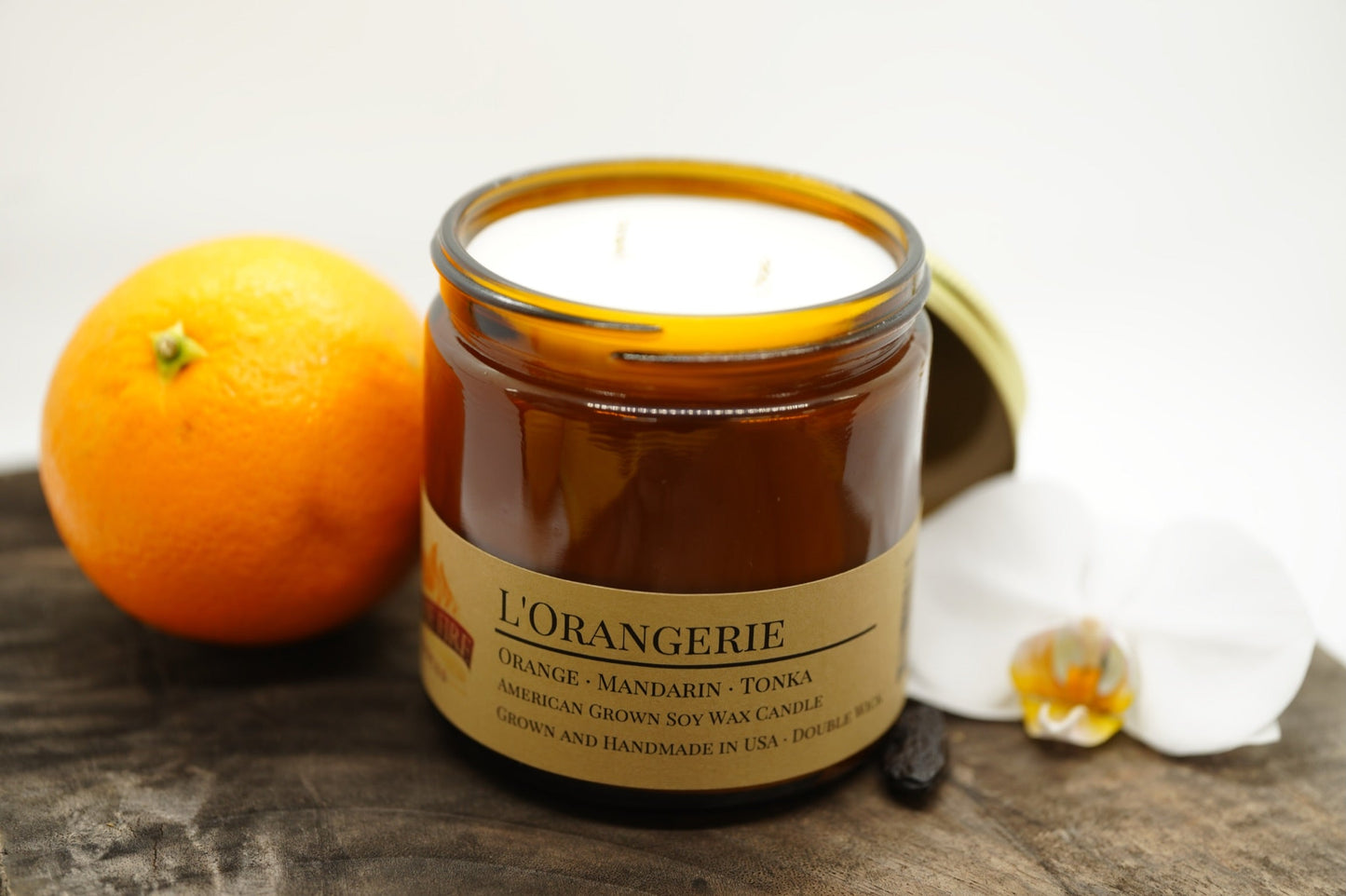 L'Orangerie Soy Candle | 16 oz Double Wick Amber Apothecary Jar