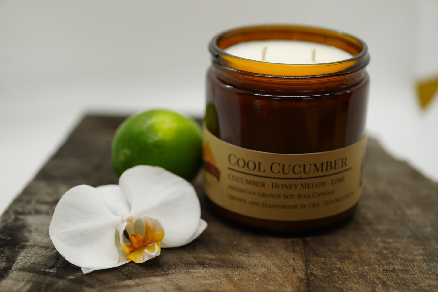 Cool Cucumber Soy Candle | 16 oz Double Wick Amber Apothecary Jar