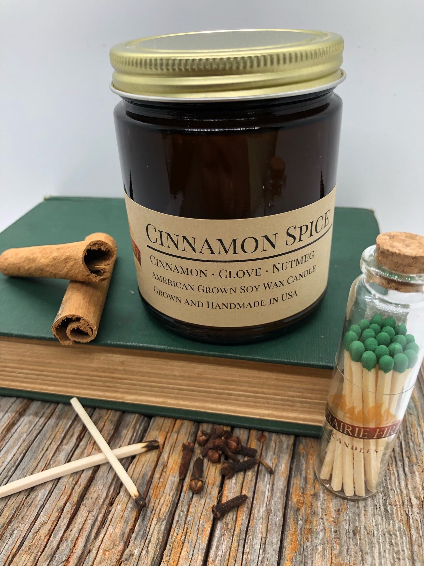 Cinnamon Spice Soy Candle | 9 oz Amber Apothecary Jar