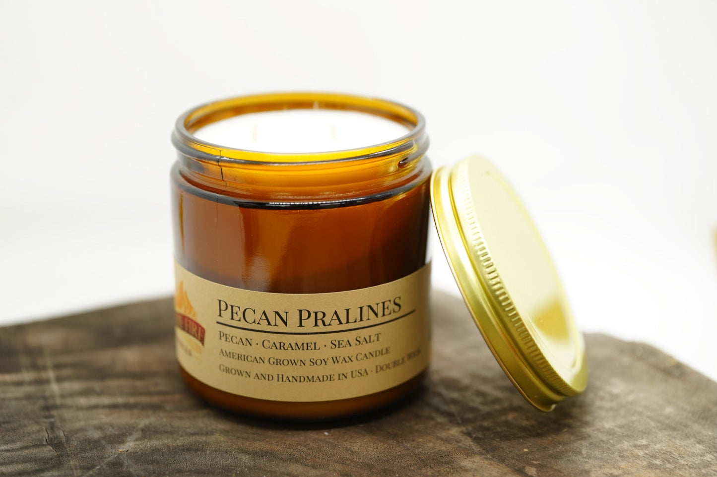 Pecan Pralines Soy Candle | 16 oz Double Wick Amber Apothecary Jar