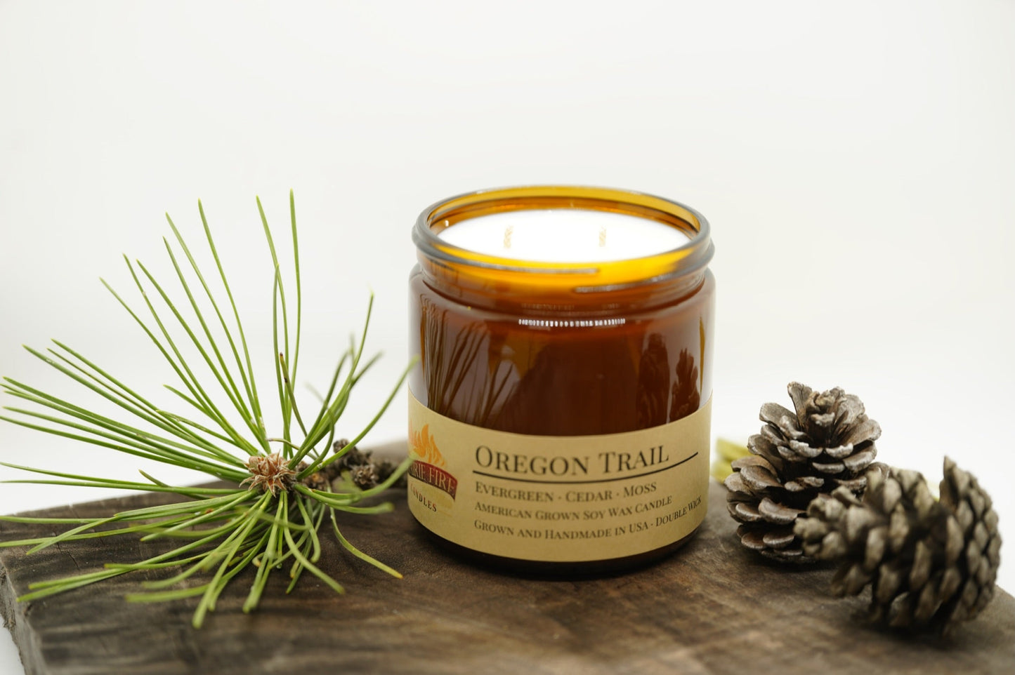 Oregon Trail Soy Candle | 16 oz Double Wick Amber Apothecary Jar