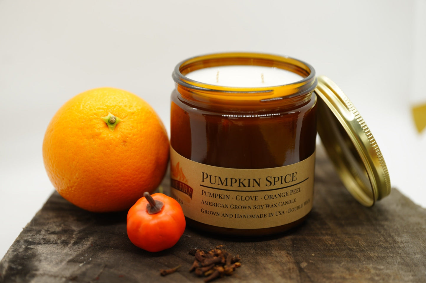 Pumpkin Spice Soy Candle | 16 oz Double Wick Amber Apothecary Jar