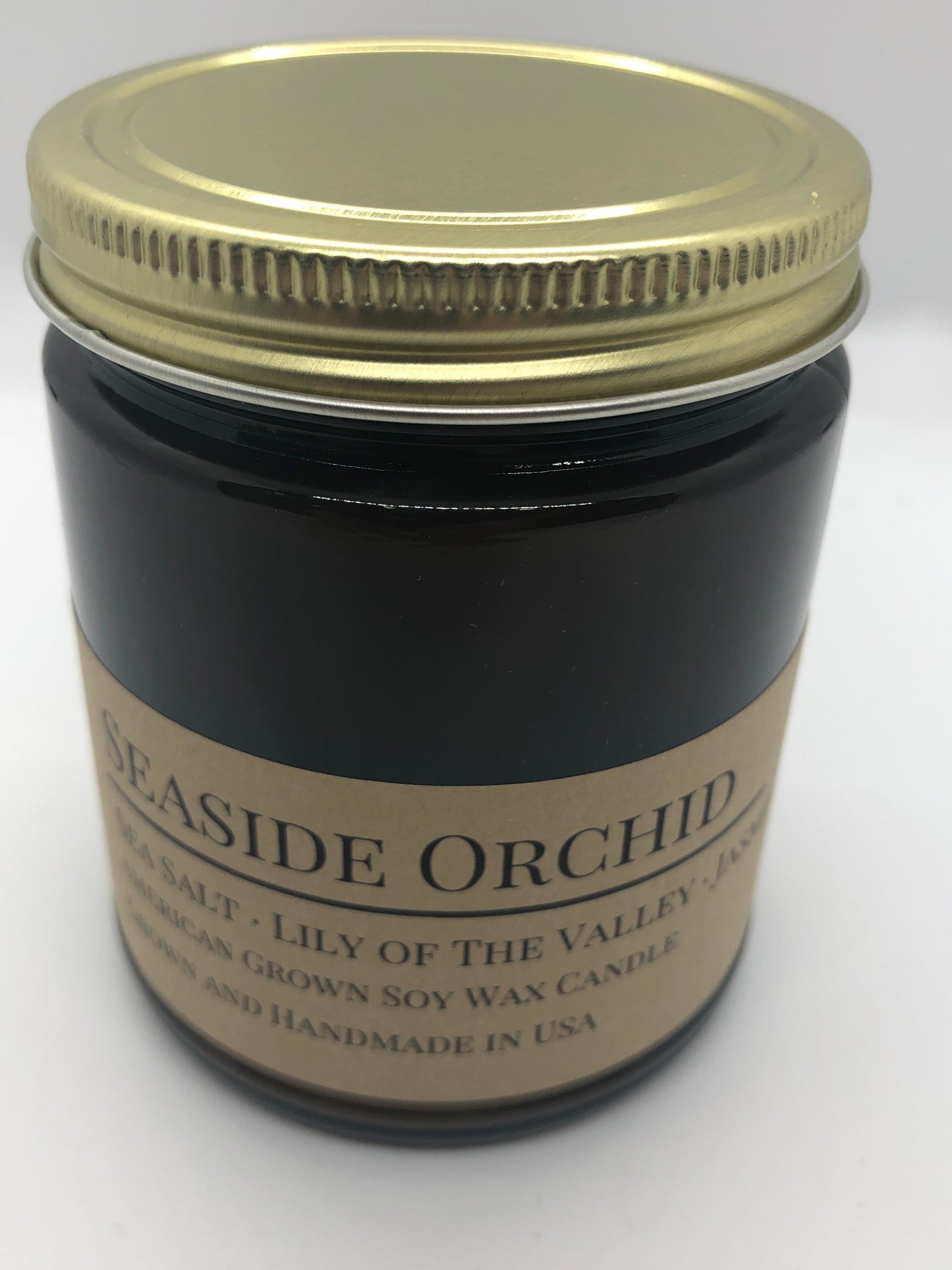 Seaside Orchid Soy Candle | 9 oz Amber Apothecary Jar