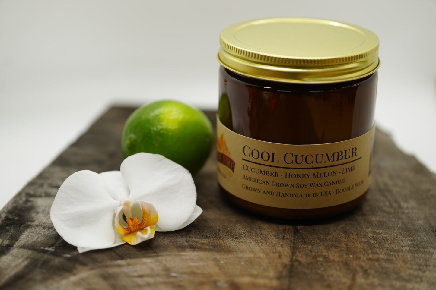 Cool Cucumber Soy Candle | 16 oz Double Wick Amber Apothecary Jar