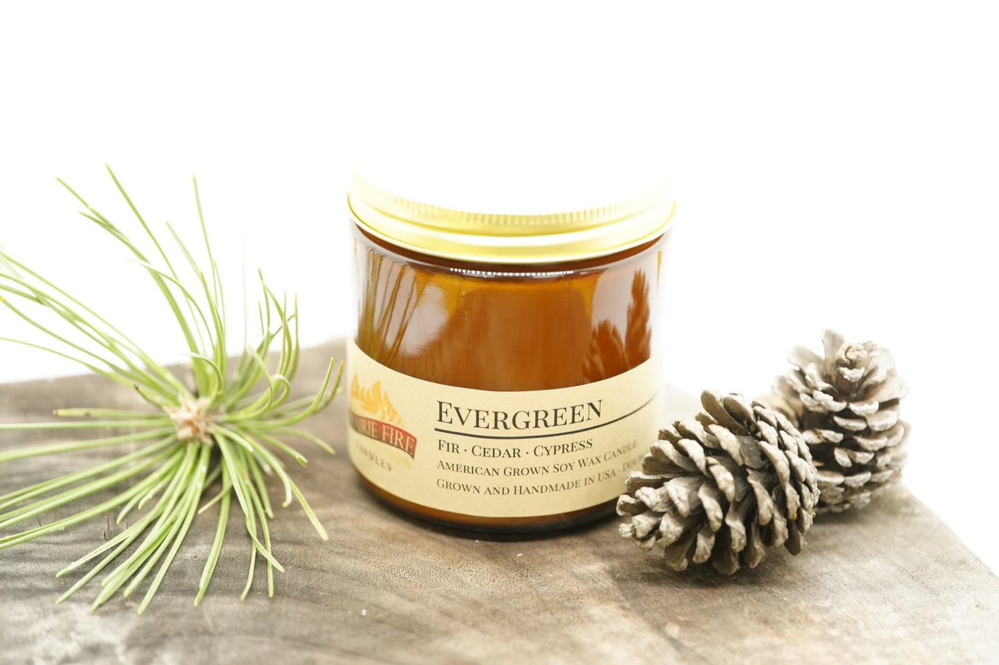 Evergreen Soy Candle | 16 oz Double Wick Amber Apothecary Jar