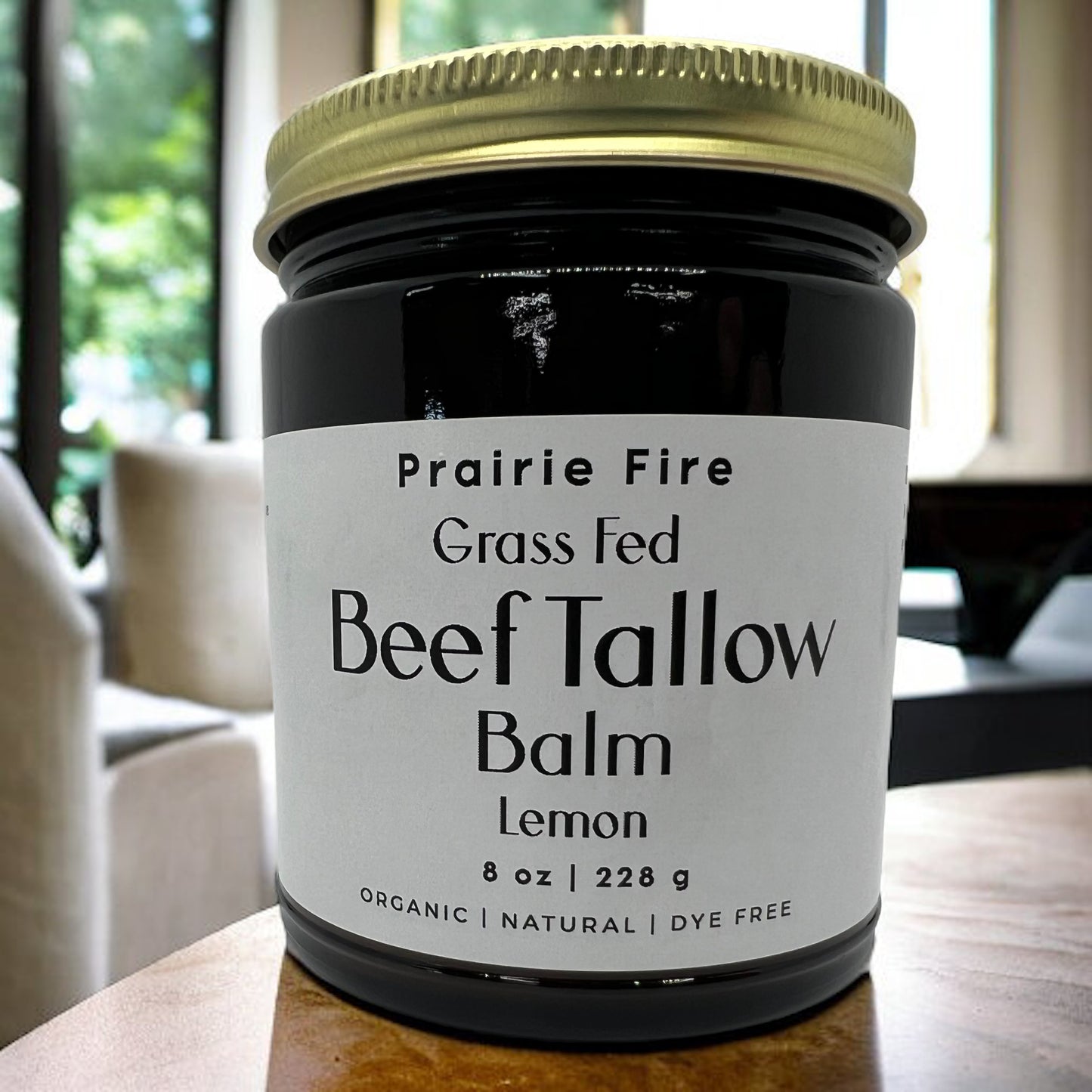 Beef Tallow Balm - 8 oz - Organic Grass Fed - Body Butter - Prairie Fire Kansas Native Pasture