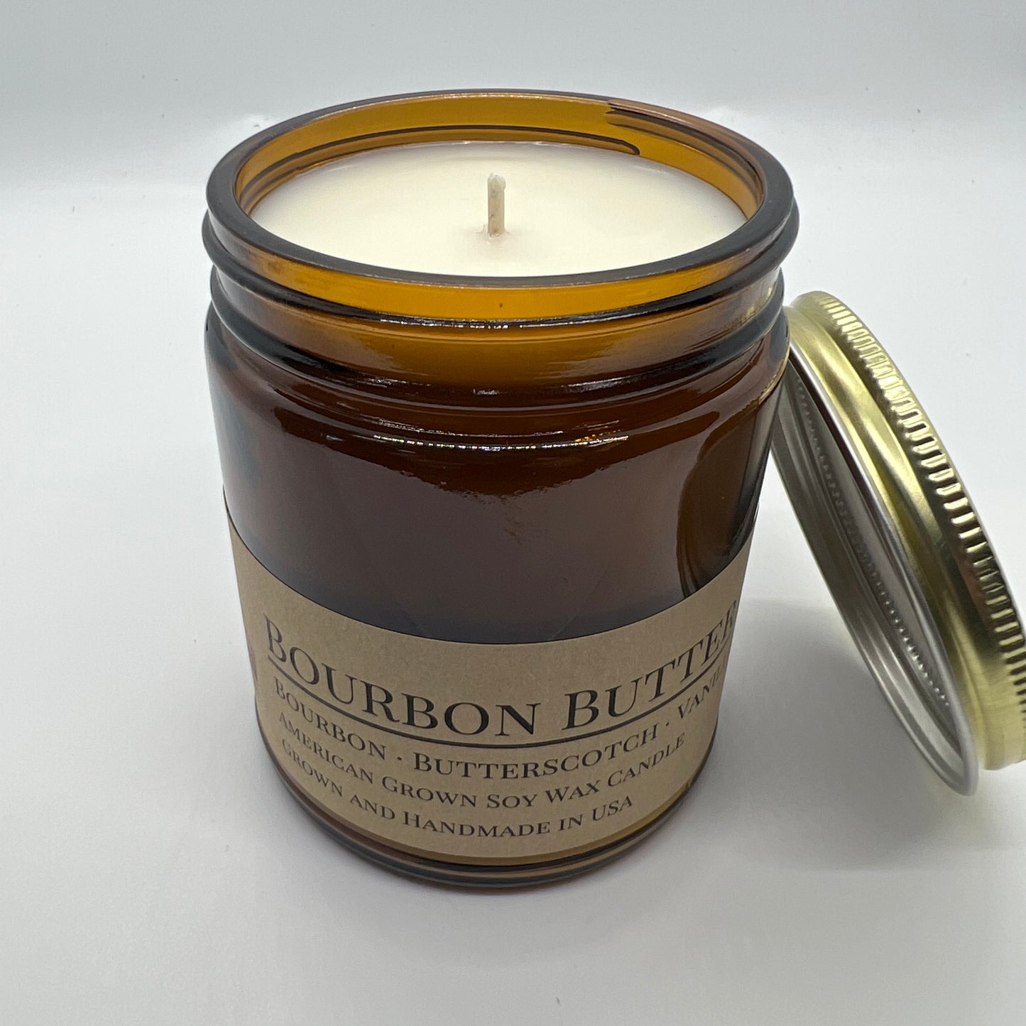 Bourbon Butter Soy Candle | 9 oz Amber Apothecary Jar
