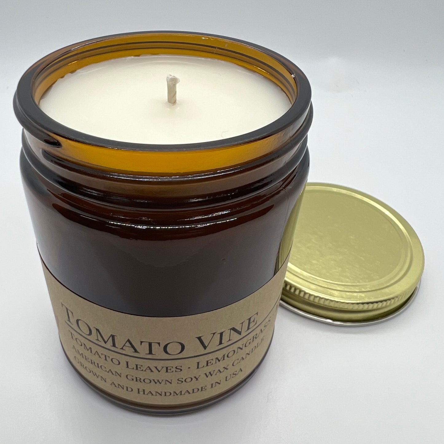 Tomato Vine Soy Candle | 9 oz Amber Apothecary Jar