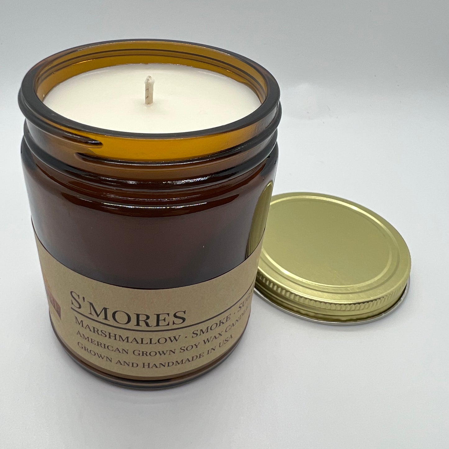 S'mores Soy Candle | 9 oz Amber Apothecary Jar