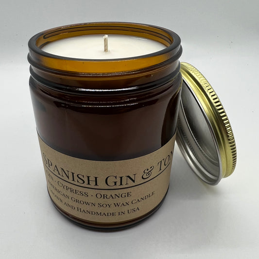 Spanish Gin & Tonic Soy Candle | 9 oz Amber Apothecary Jar