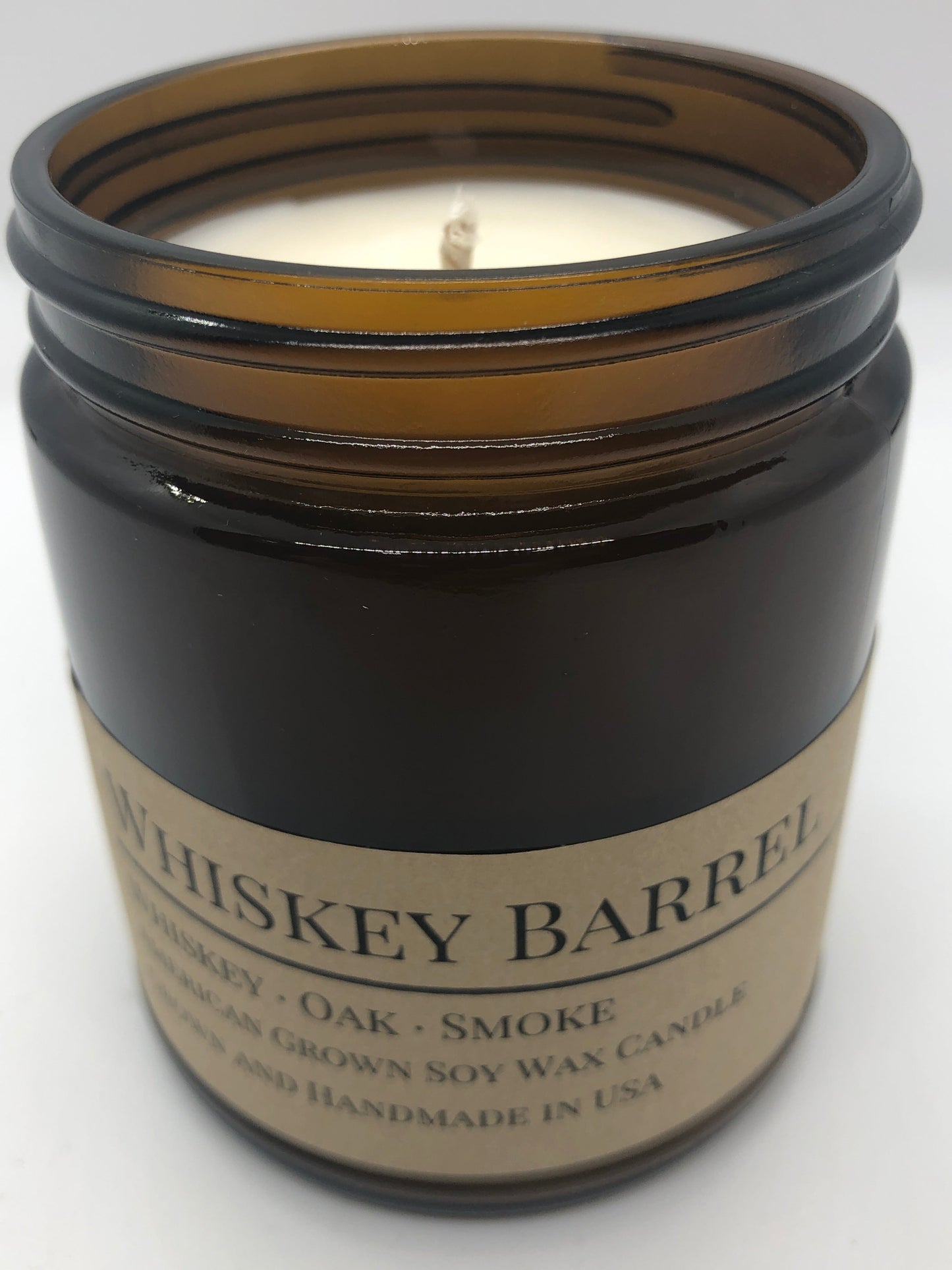 Whiskey Barrel Soy Candle | 9 oz Amber Apothecary Jar