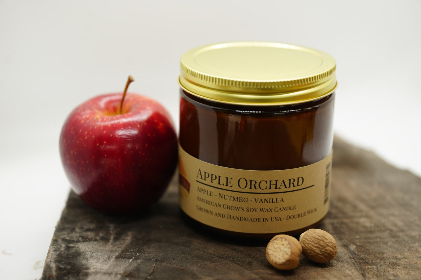 Apple Orchard Soy Candle | 16 oz Double Wick Amber Apothecary Jar