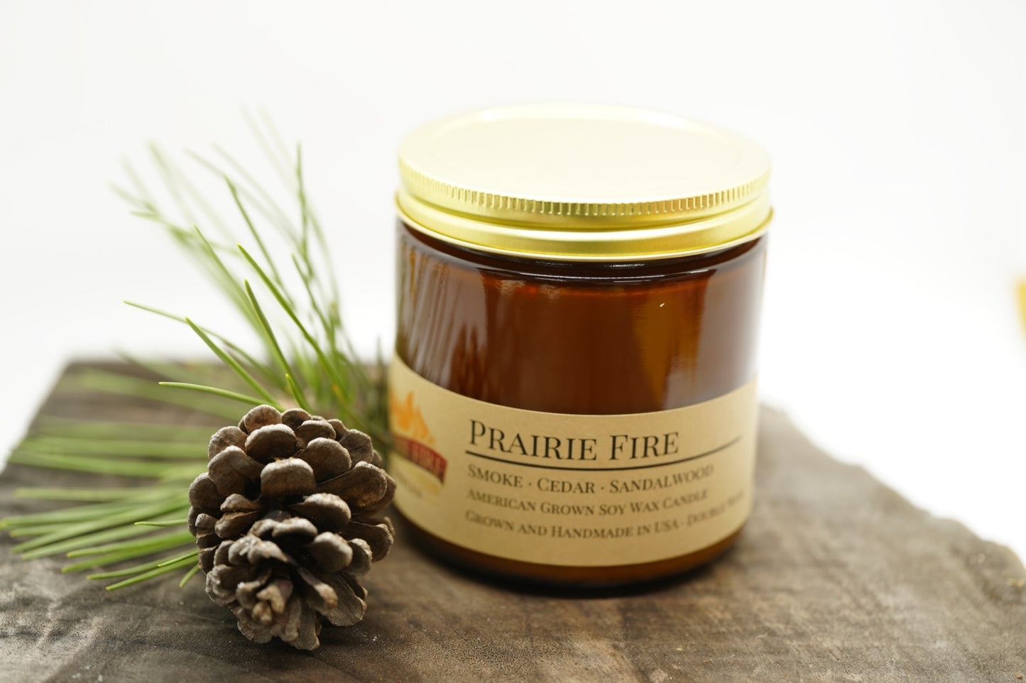 Prairie Fire Soy Candle | 16 oz Double Wick Amber Apothecary Jar