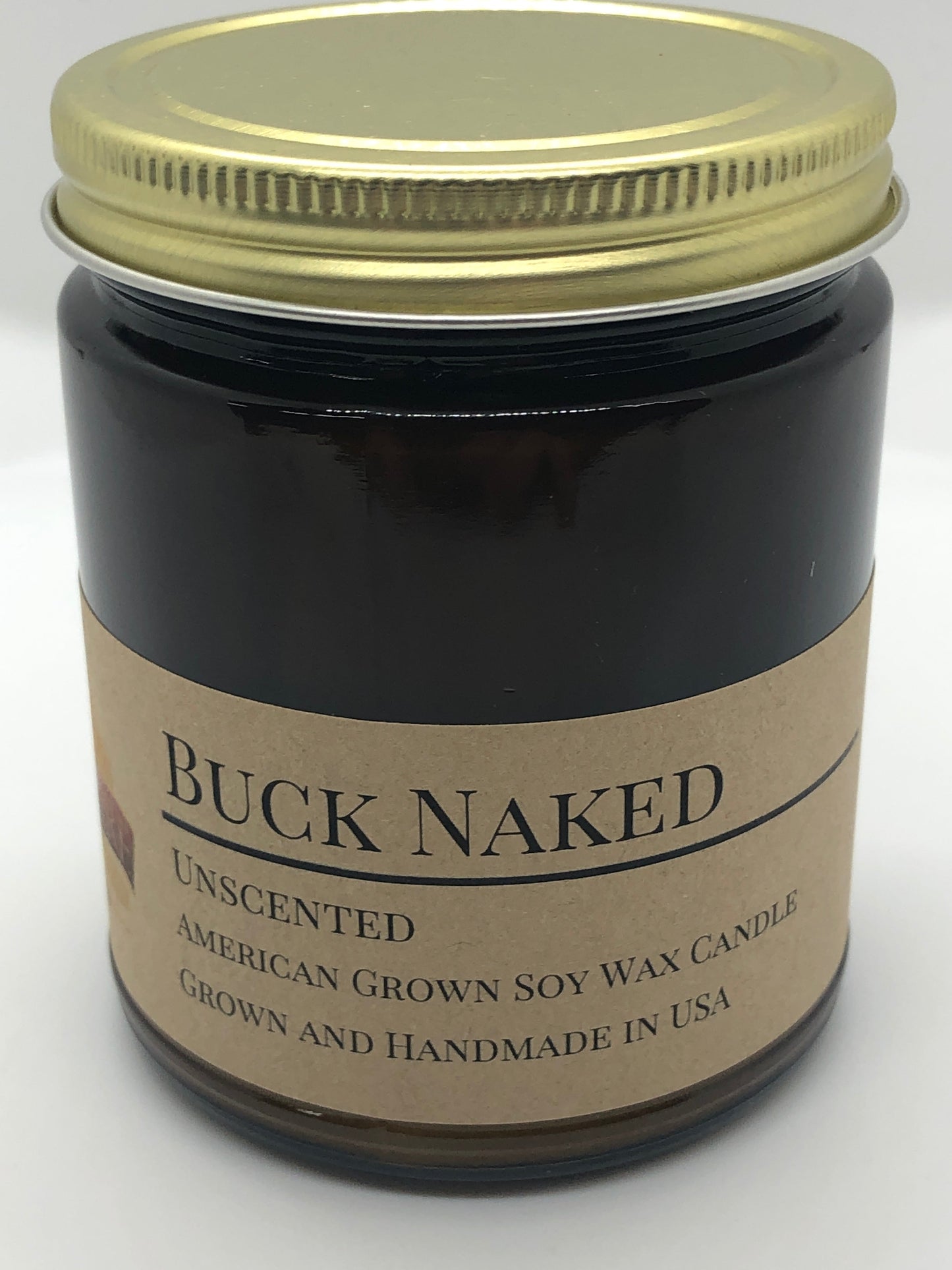 Buck Naked Soy Candle | 9 oz Amber Apothecary Jar