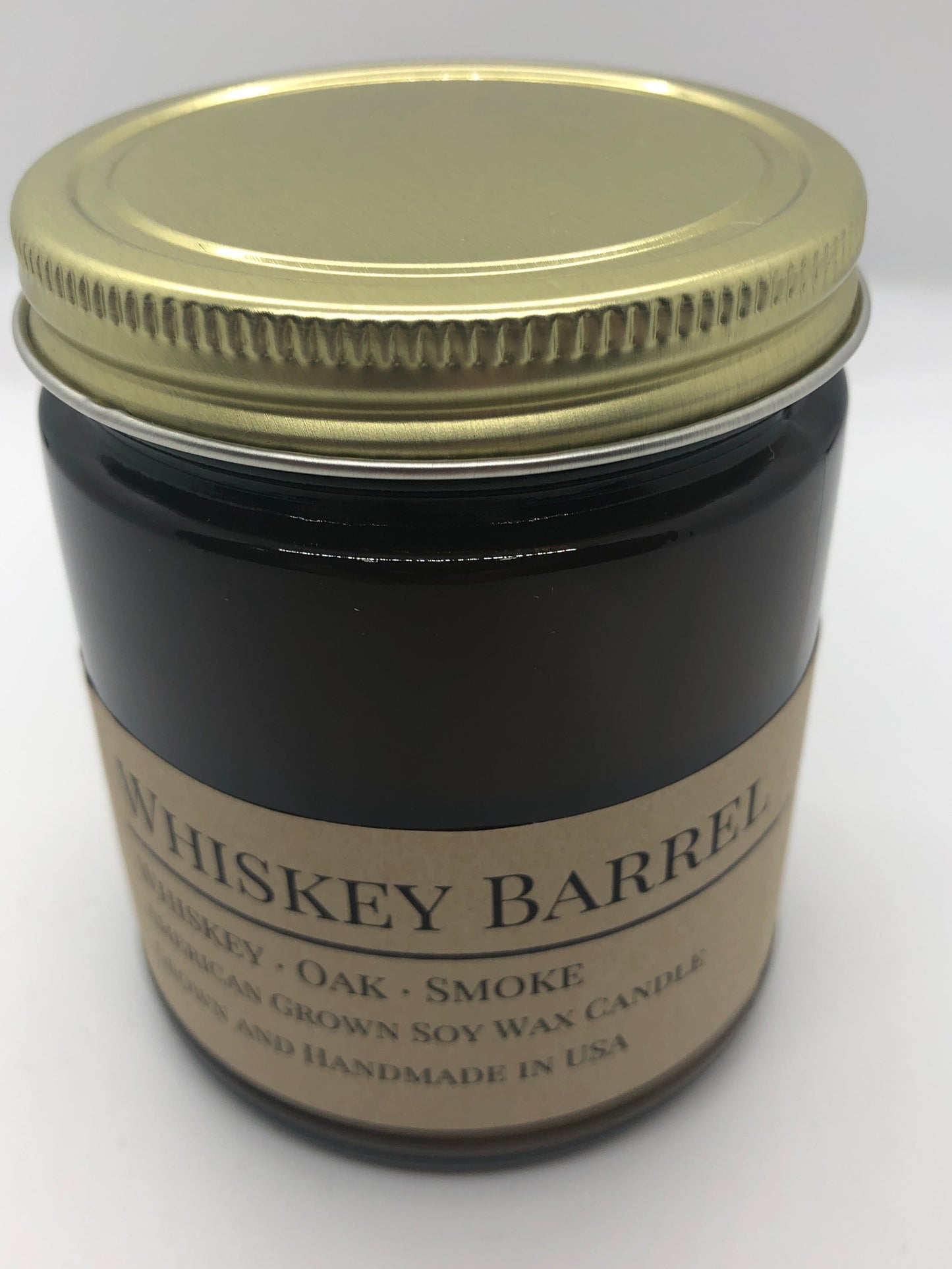 Whiskey Barrel Soy Candle | 9 oz Amber Apothecary Jar