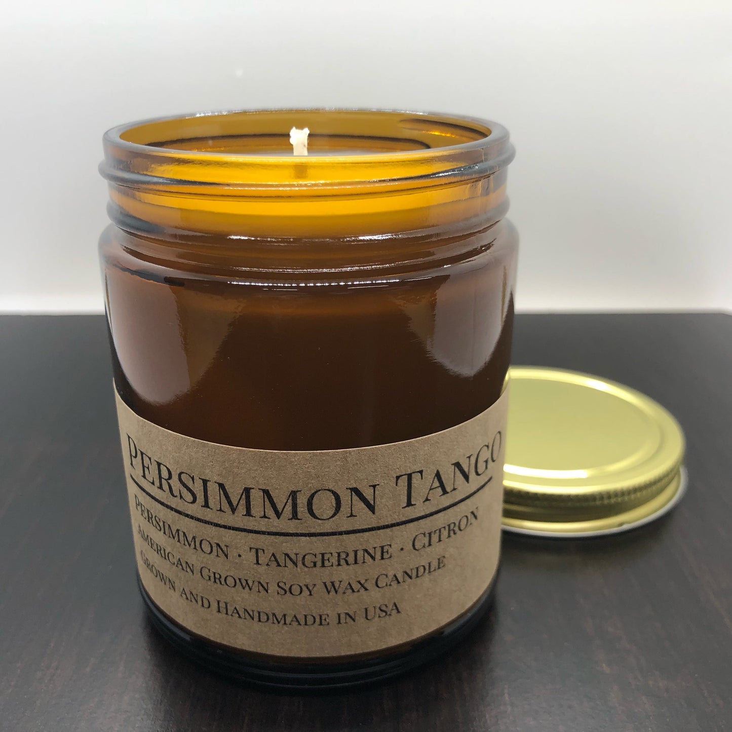 Persimmon Tango Soy Candle | 9 oz Amber Apothecary Jar