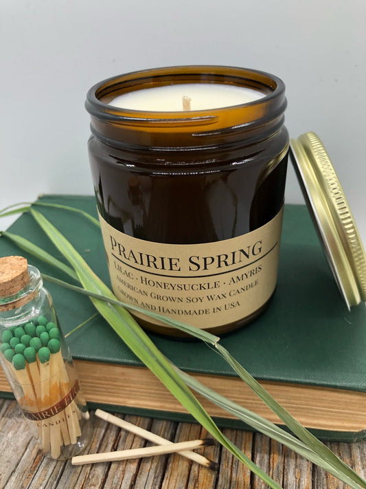 Prairie Spring Soy Candle | 9 oz Amber Apothecary Jar