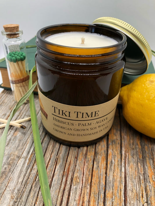 Tiki Time Soy Candle | 9 oz Amber Apothecary Jar