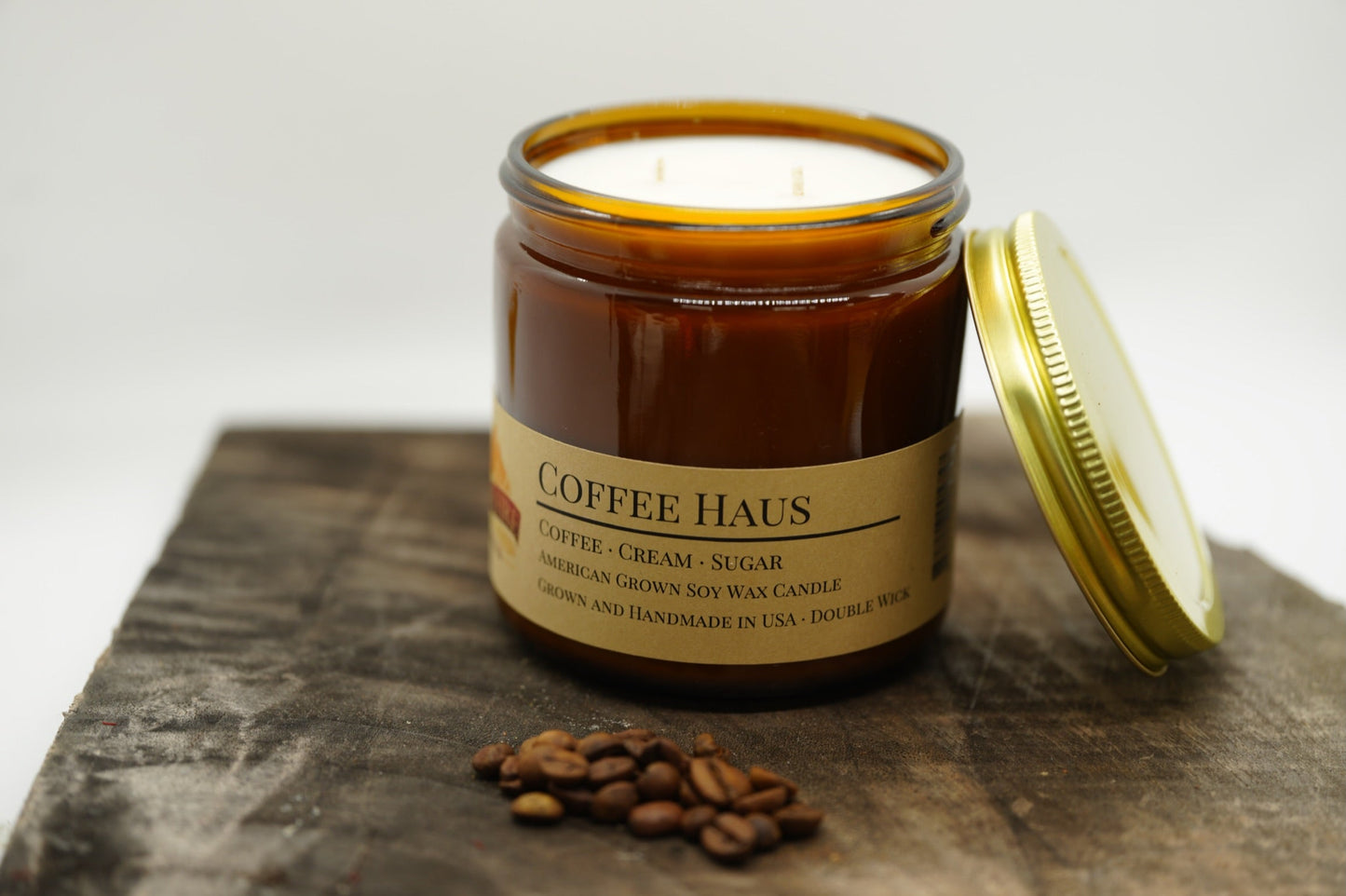 Coffee Haus Soy Candle | 16 oz Double Wick Amber Apothecary Jar