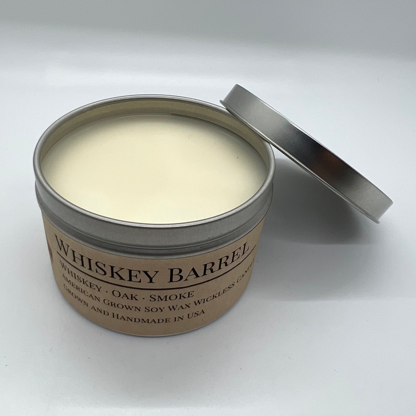 Whiskey Barrel Soy Wickless Candle Melt | 8 oz Travel Tin